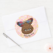 Vlinderpoep Emoji Ronde Sticker (Envelop)