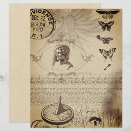  vlinderpostzegel oude sepia papier