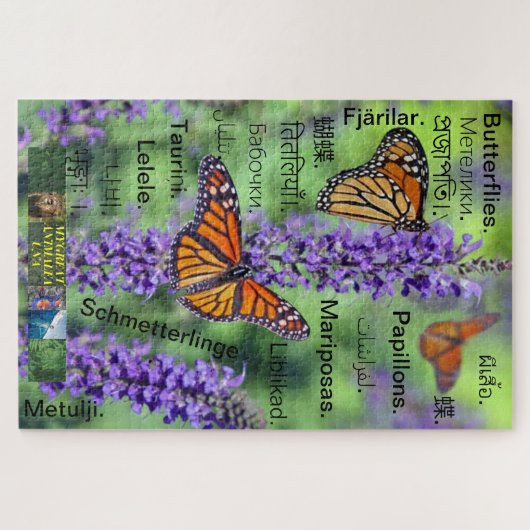 Vlinderpuzzel vertaald in 20 talen. legpuzzel (Horizontaal)