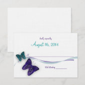 vlinderrespons RSVP kaartje (Voorkant / Achterkant)