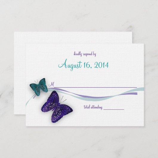 vlinderrespons RSVP kaartje (Voorkant / Achterkant)