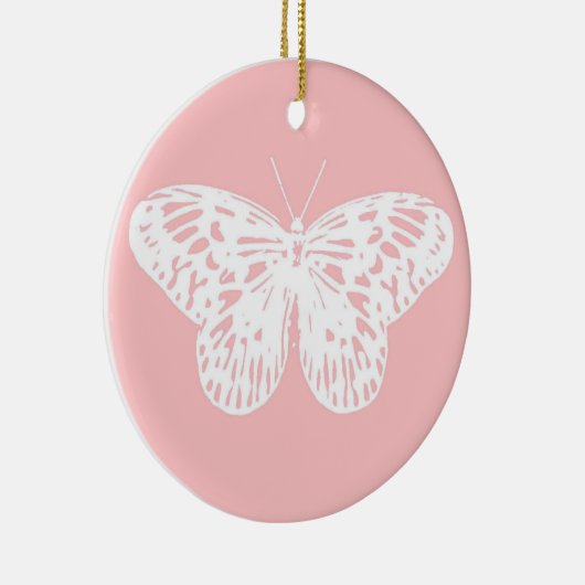 vlinderroze en wit omhulsel keramisch ornament (Rechts)