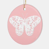 vlinderroze en wit omhulsel keramisch ornament (Links)