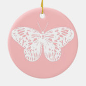 vlinderroze en wit omhulsel keramisch ornament (Achterkant)