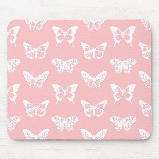 vlinderroze en wit omhulsel muismat (Voorkant)