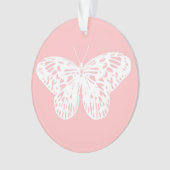 vlinderroze en wit omhulsel ornament (voorkant)