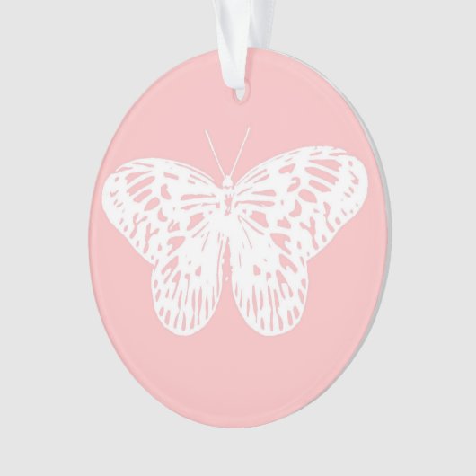 vlinderroze en wit omhulsel ornament (voorkant)