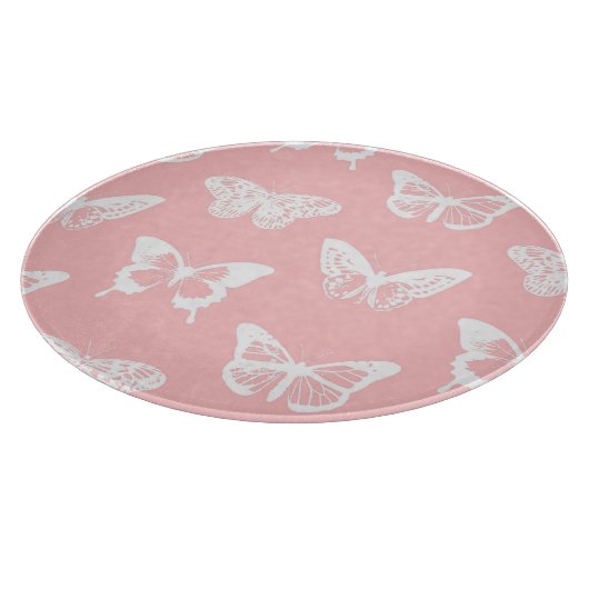 vlinderroze en wit omhulsel snijplank (Hoek)