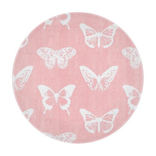 vlinderroze en wit omhulsel snijplank (Voorkant)