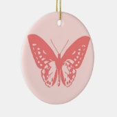 vlinderroze koraalroze keramisch ornament (Rechts)