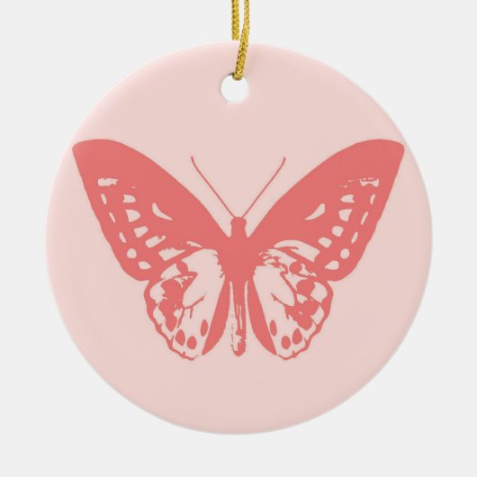 vlinderroze koraalroze keramisch ornament (Voorkant)