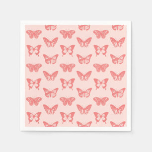 vlinderroze koraalroze servetten