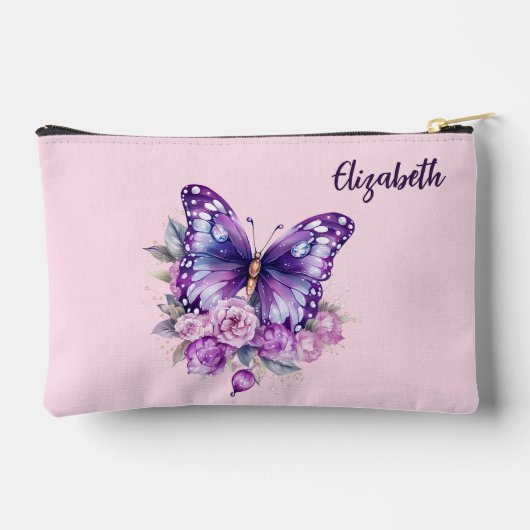 Vlinderroze paarse bloemen etui (Achterkant)