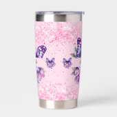 Vlinderroze paarse bloemen geïsoleerde drinkbeker (Links)