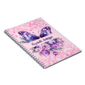 Vlinderroze paarse bloemen notitieboek (Rechterzijde)