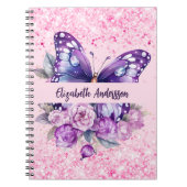 Vlinderroze paarse bloemen notitieboek (Voorkant)