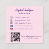 Vlinderroze paarse bloemen QR code social media Vierkante Visitekaartje (Achterkant)