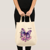 Vlinderroze paarse bloemen tote bag (Voorkant (product))
