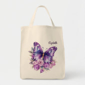 Vlinderroze paarse bloemen tote bag (Voorkant)
