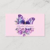 Vlinderroze paarse QR-code social media Visitekaartje (Voorkant)