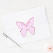 vlinderroze ronde sticker (Envelop)
