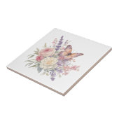 Vlinderrozen bloemen romantisch tegeltje (Zijkant)