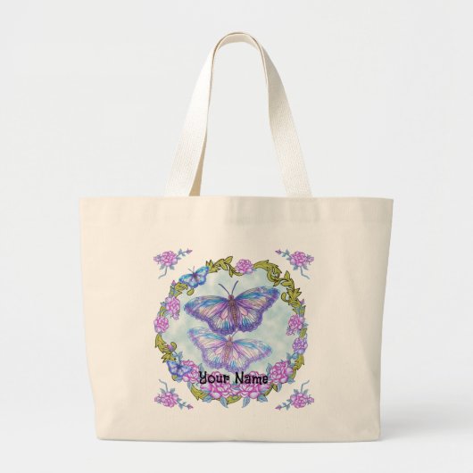 Vlinderrozen Boodschappentas Grote Tote Bag (Voorkant)