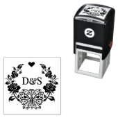 Vlinderrozen Frm 2 Initieel Koppel Monogram #92 Zelfinktende Stempel (In situ)
