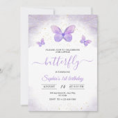 Vlinders 1e verjaardag uitnodiging meisjes verjaar (Voorkant)