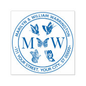 Vlinders #4 Huwelijk Koppel 2 Initiële Adres Zelfinktende Stempel (Design)