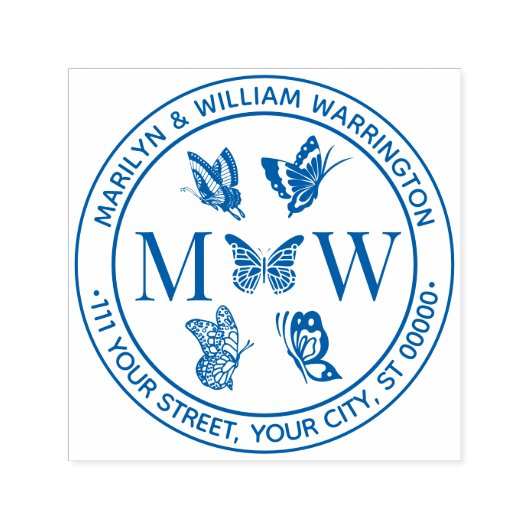 Vlinders #4 Huwelijk Koppel 2 Initiële Adres Zelfinktende Stempel (Design)