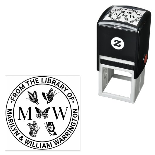 Vlinders #4 Paar Bruiloftsbibliotheek Boeknaam Zelfinktende Stempel (In situ)