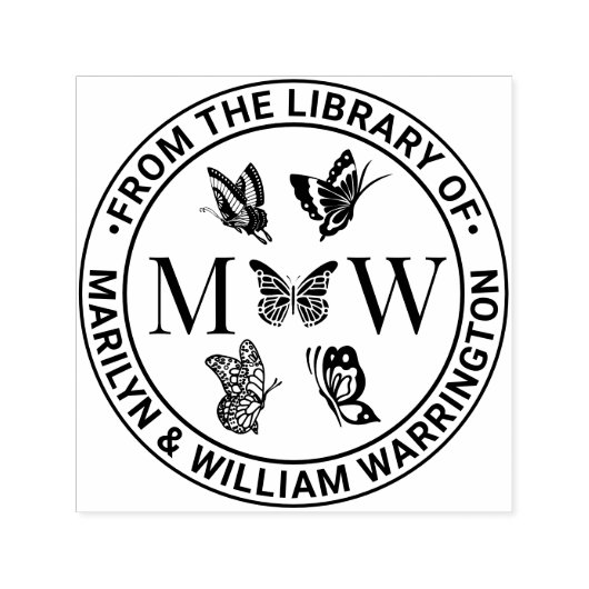 Vlinders #4 Paar Bruiloftsbibliotheek Boeknaam Zelfinktende Stempel (Design)