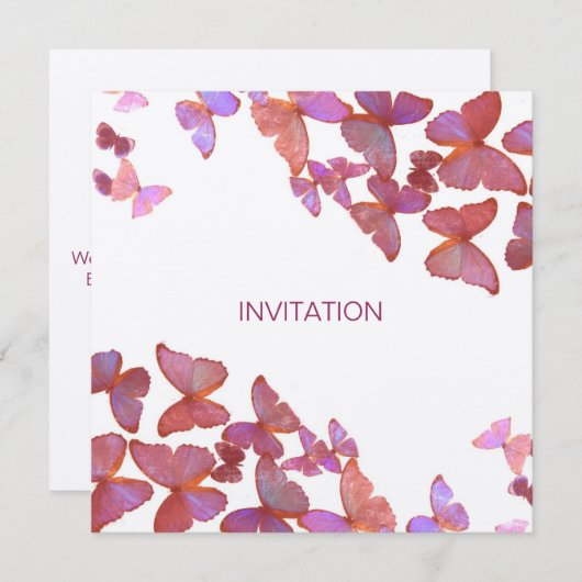 Vlinders Aangenaam Gezelschap Uitnodiging (Voorkant / Achterkant)