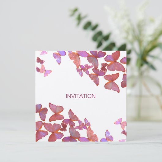 Vlinders Aangenaam Gezelschap Uitnodiging (Staand voorkant)