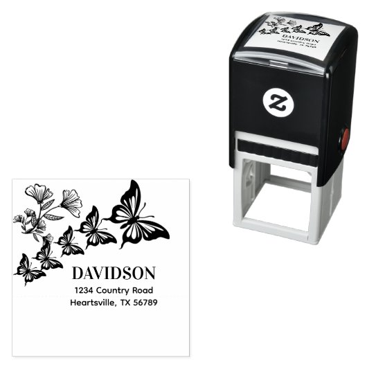 Vlinders Aangepaste Familienaam en Adres  Zelfinktende Stempel (In situ)