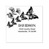 Vlinders Aangepaste Familienaam en Adres  Zelfinktende Stempel (Design)