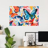Vlinders abstract schilderij. poster (Thuiskantoor)