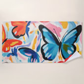 Vlinders abstract schilderij. strandlaken (Voorkant)