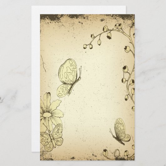 Vlinders Antiek briefpapier (Voorkant / Achterkant)
