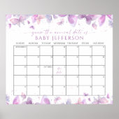 Vlinders Baby shower Guess Vervaldatum Kalender Poster (Voorkant)
