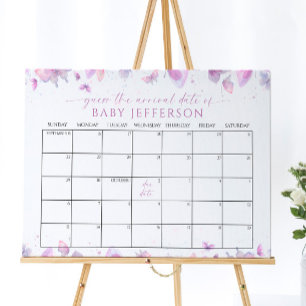 Vlinders Baby shower Guess Vervaldatum Kalender Poster