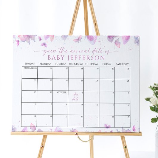 Vlinders Baby shower Guess Vervaldatum Kalender Poster