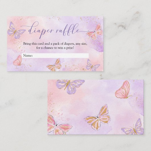 Vlinders Baby shower Luier Raffle Informatiekaartje (Voorkant / Achterkant)