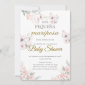 Vlinders baby shower uitnodiging in het Spaans (Voorkant)