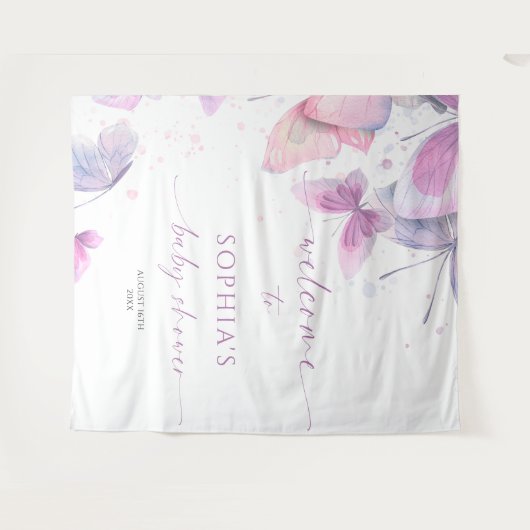 Vlinders Baby shower Wandkleed (Voorkant (horizontaal))