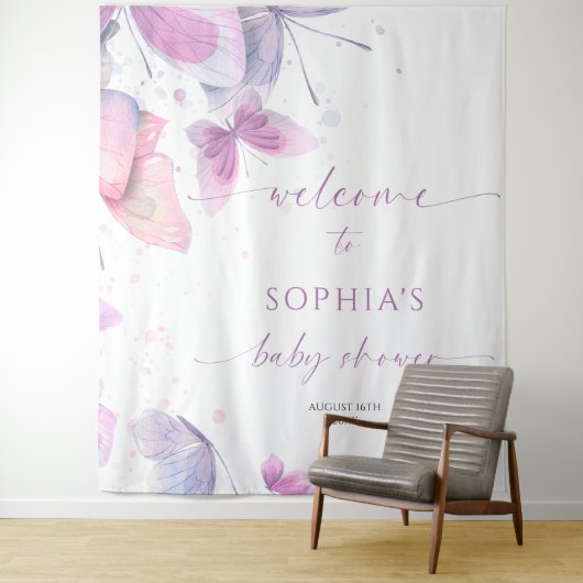 Vlinders Baby shower Wandkleed (In situ)