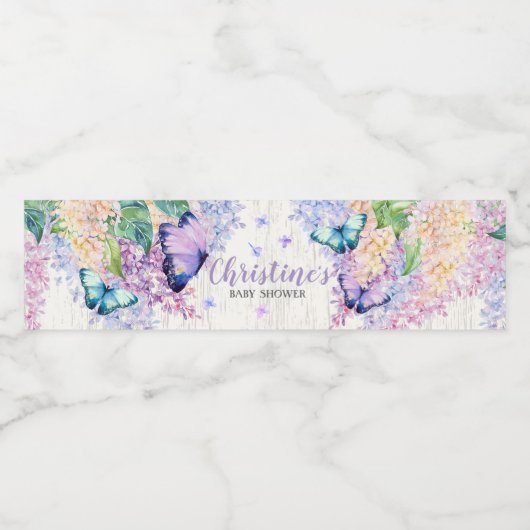 Vlinders Baby shower Waterflesetiket Waterfles Etiket