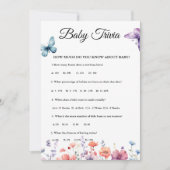 Vlinders Baby trivia Baby shower spel Kaart (Voorkant)