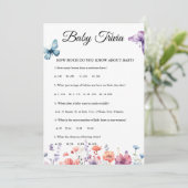 Vlinders Baby trivia Baby shower spel Kaart (Staand voorkant)
